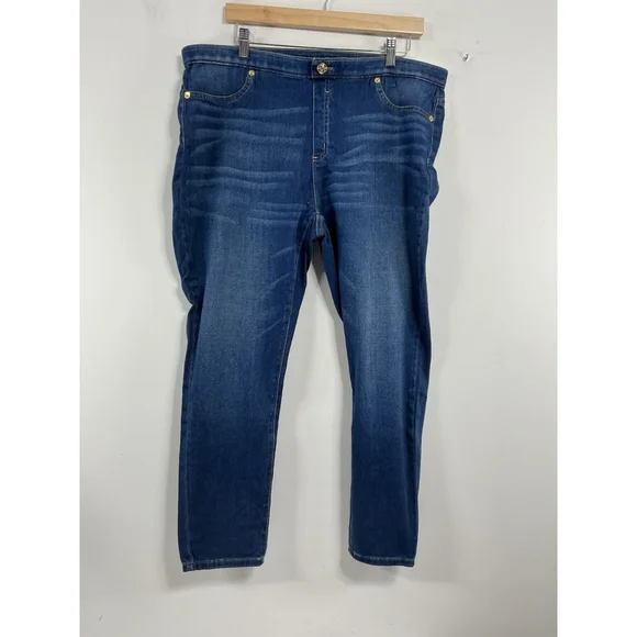 Womans Michael Kors Izzy Skinny Pullon Blue Jeans Size 16 Ankle - Picture 1 of 9